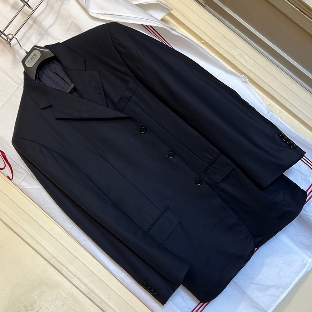 HICKEY FREEMAN Blazer/ suit jacket dark grey with pattern ( photo) excellent